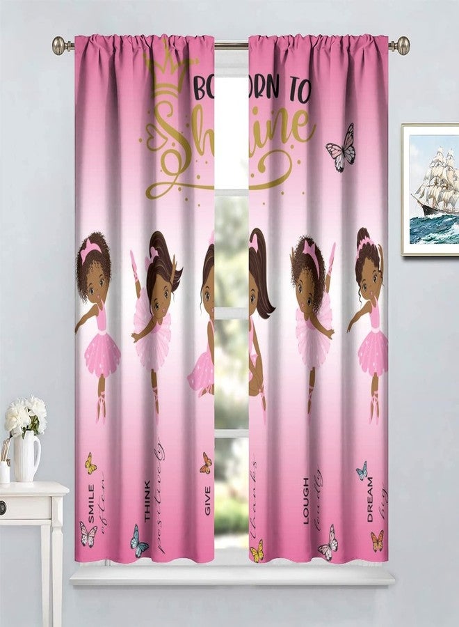 YCness African American Kids Curtains,Afro Black Girl Window Treatments for Bedroom, Cute Girl Ballerina Dancer Pink Curtains 2 Panel Sets,42x63 Inch - Image 5